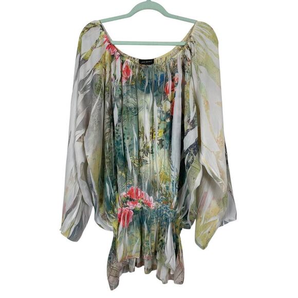 Lane Bryant Floral Off Shoulder Blouse Size 18 / 20 W Sheer Botanical Whimsical - Picture 1 of 13